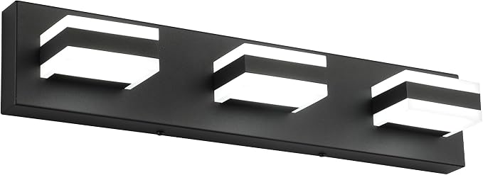 SOLFART Black Bathroom Vanity Light Fixtures Over Mirror LED Dimmable 3 Lights by SOLFART