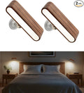 Wood LED Wall Sconce Magnetic 360°Rotate Mounted Mini Lamp Brightness by Vadifula