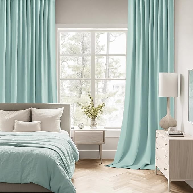 MIULEE Aqua Back Tab Blackout Curtains 72 Inches Long 2 Panels Set - Image 2
