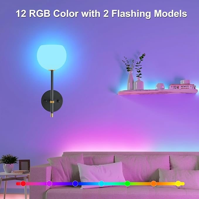 Black Gold Battery Operated Wall Sconces Set of 2, Rechargeable Wireless Wall - Image 3