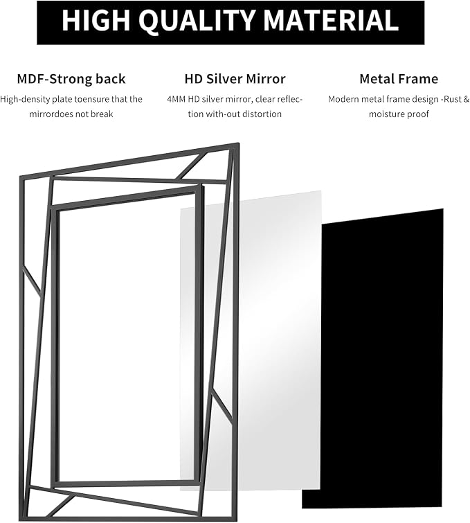 Rectangular Wall Mirror, Hang Horizontally or Vertically - Image 5