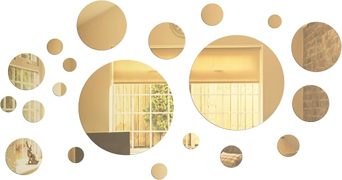 Shappy 32 Pieces Mirror Wall Stickers Removable Acrylic Setting Adhesive Round by Shappy