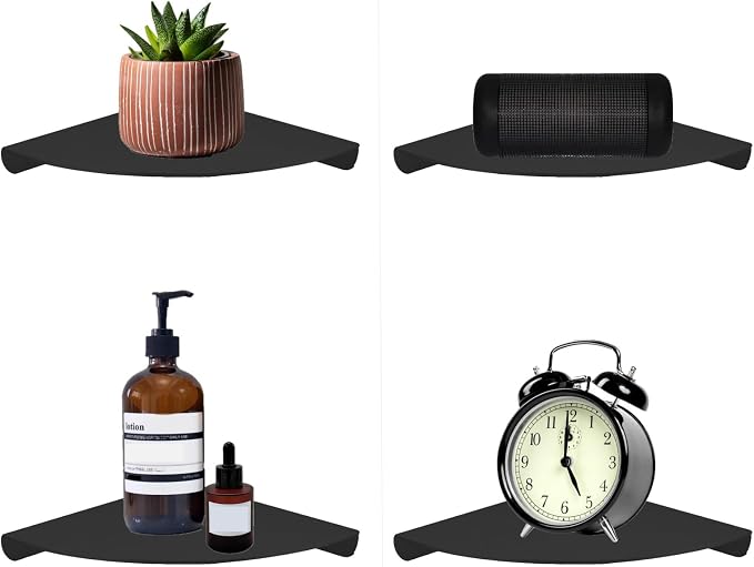 Small Floating Corner Shelves Metal Corner Wall Mounted Shelf Curved Corner - Image 7