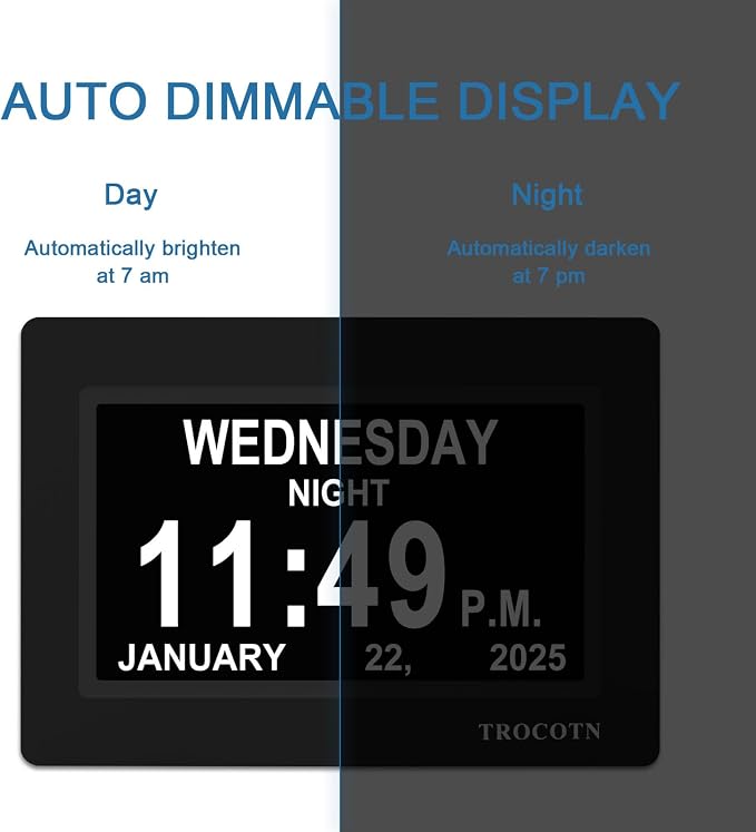 TROCOTN Dementia Clocks, Large Display Calendar Alarm Clock - Image 5