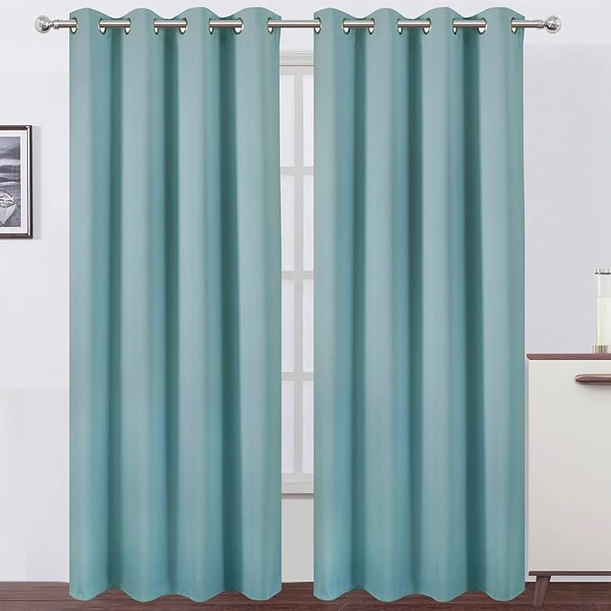 LEMOMO Blackout Curtains 66 x 84 inch/Stone Blue Curtains Set of 2 by Lemomo