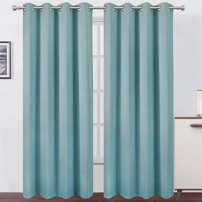 LEMOMO Blackout Curtains 52 x 84 inches Long Stone Blue Curtains Set of 2 by Lemomo