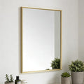 Bathroom Mirror for Wall, 16x24 Inch Metal Framed Mirror, Brushed Gold by Ruomeng
