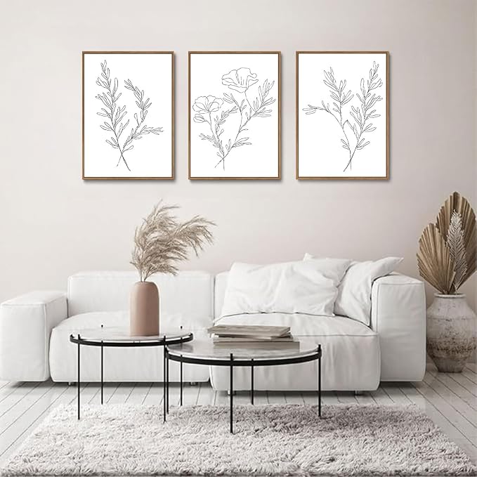KISSFOX 3 Piece Framed Wall Art Botanical Wall Decor Floral Pictures Wildflower - Image 2