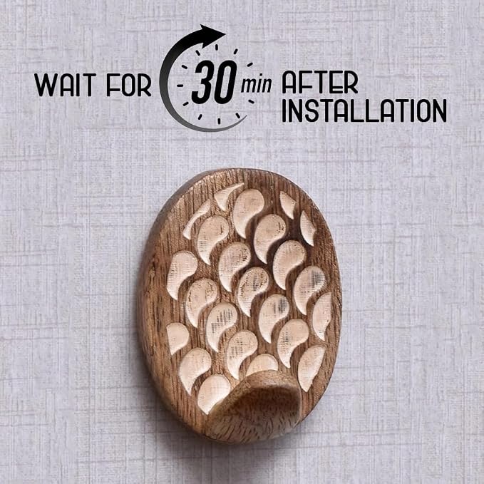 IndianShelf 6 Lb- 24 Pieces Decorative Wood Adhesive Wall Hooks–Boho Peel and - Image 3