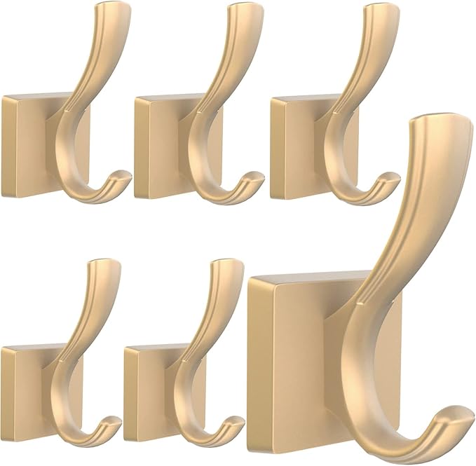TOFIIGREM Gold Hooks for Wall Double Hooks, Heavy Duty Thick Bathroom Coat by TOFIIGREM