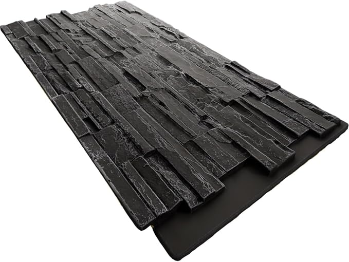 EverStone Cascade Faux Stone Panel, 48 5/8"W x 24 3/4"H x 1 1/4"D, Graphite - Image 6