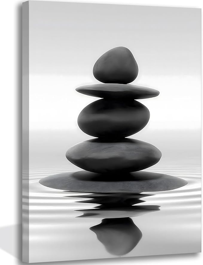 Zen Canvas Wall Art Black Stacked Stone Poster Print by KBIERQN