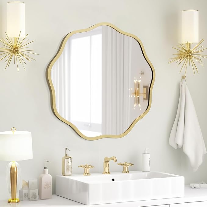 WallBeyond Round Wavy Mirror for Wall Decorative 20 inch, Modern Round Mirror by WallBeyond