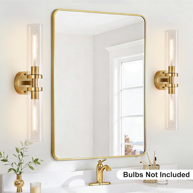 Indoi Brushed Gold Wall Sconces, Hardwired Bathroom Sconces Wall Lighting - Image 6