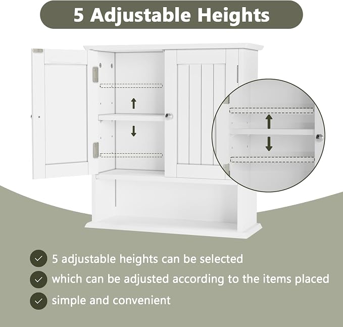 Smuxee White Bathroom Cabinet Wall Mounted, Small Bathroom Medicine Cabinet - Image 4
