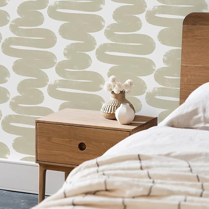 Tempaper x Bobby Berk Beige & White Wiggle Room Removable Peel and Stick - Image 4