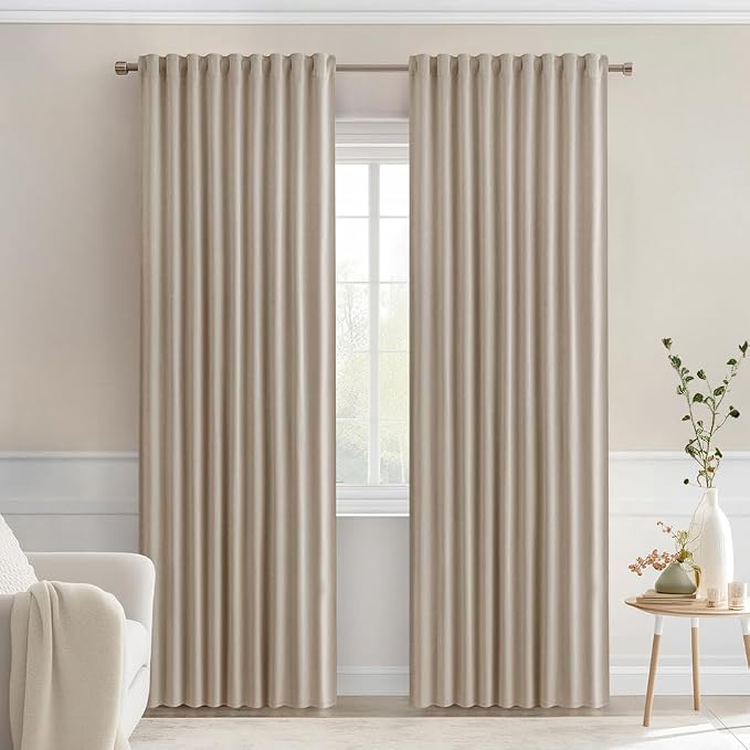 MIULEE Taupe Back Tab Blackout Curtains 84 Inch Length 2 Panels Set by MIULEE