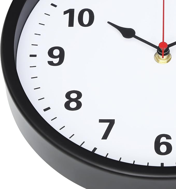 LEIKE Metal Wall Clock 10IN Black, Retro Silent Quartz Battery Operated - Image 7