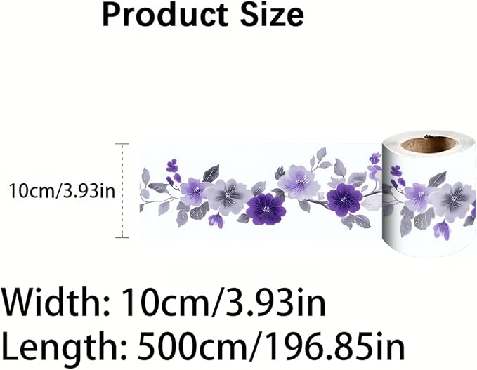 Purple Floral Wallpaper Border 196x4 Inch Peel and Stick Wall Border Self - Image 4