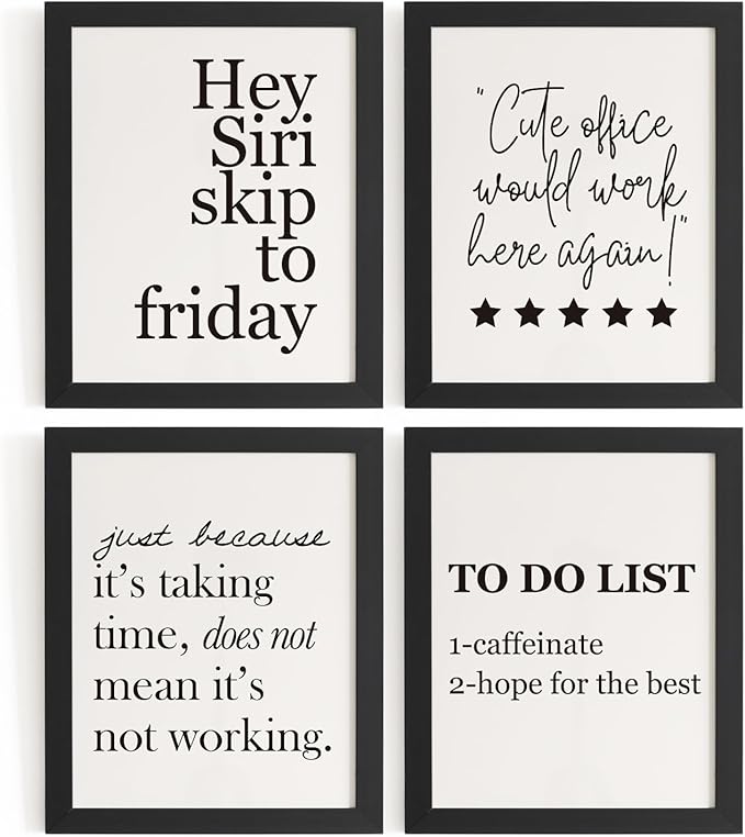 DSHFG Funny Motivational Office Wall Art Decor Prints Set of 4, 8x10 Unframed by Unknown