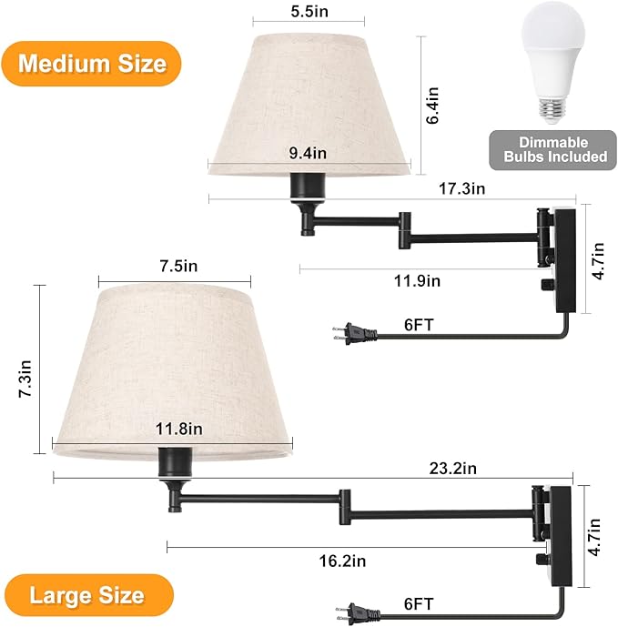 TRLIFE Wall Sconce Plug in, Remote Control Dimming 10-100% and Adjustable Color - Image 5