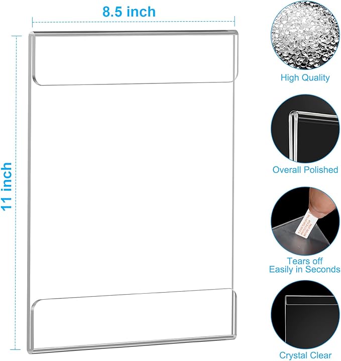 EHWINE 10 Pack 8.5x11 Wall Mount Acrylic Sign Holder, Wall Signs Photo Menu - Image 3