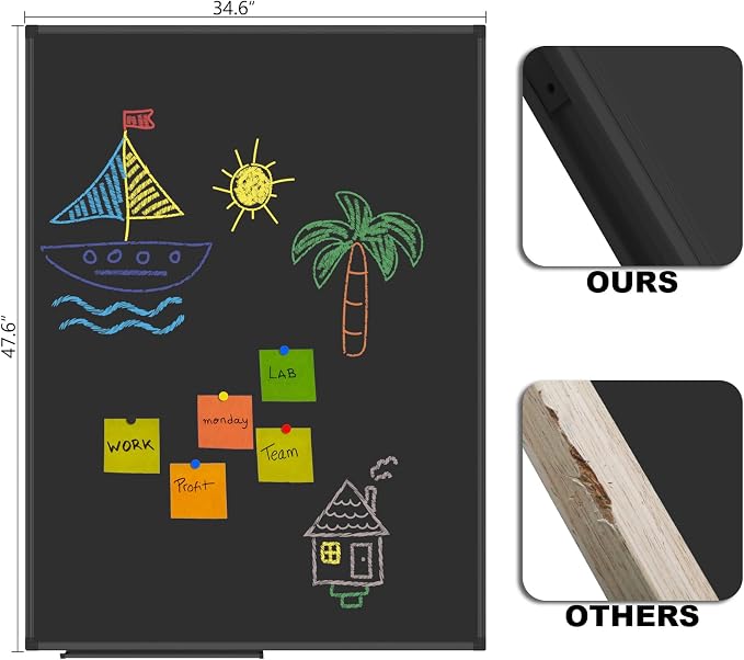 Lockways Magnetic Chalkboard 48 x 36 Inches, Aluminum Frame Large Blackboard - Image 4