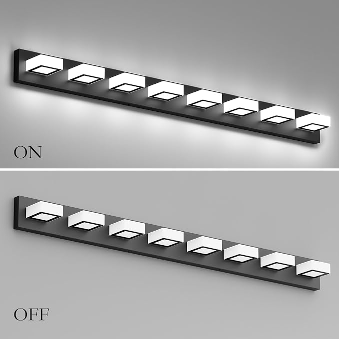 Ralbay 52inch Black Vanity Lights Fixtures 8 Lights LED Modern LED Acrylic - Image 7