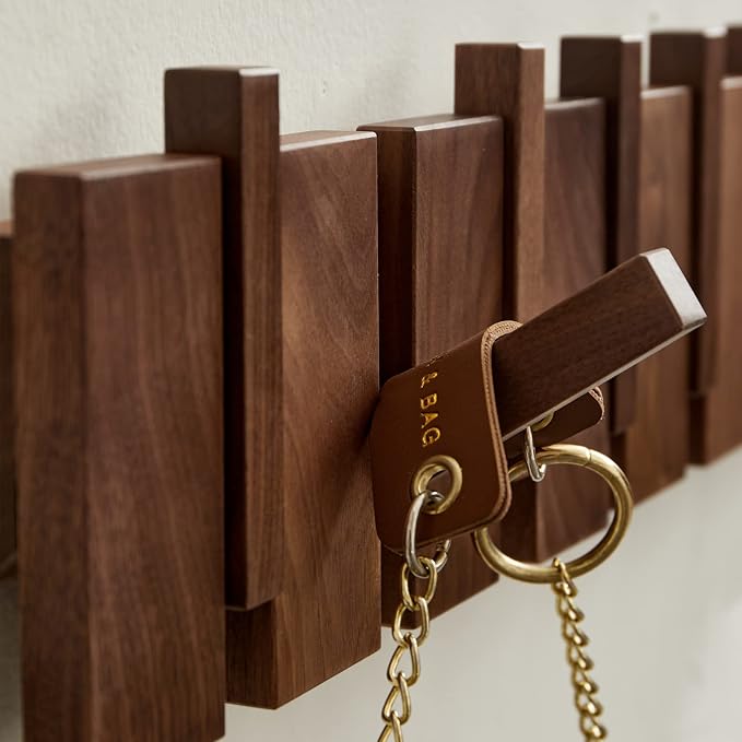 QUELLANCE Wooden Coat Hooks Wall Mounted, Coat Rack Hanger Wall Mount - Image 7