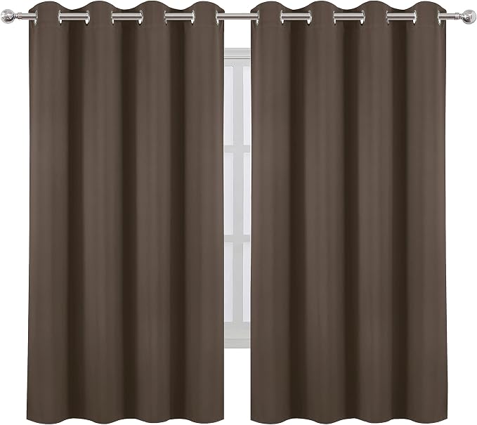 LEMOMO Chocolate Brown Blackout Curtains 66 x 63 Inch Length/Set of 2 Curtain by Lemomo