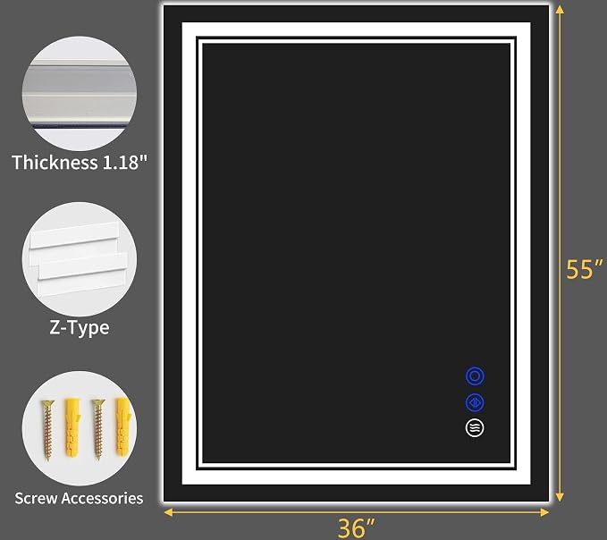55"x36" LED Bathroom Mirror - Image 9