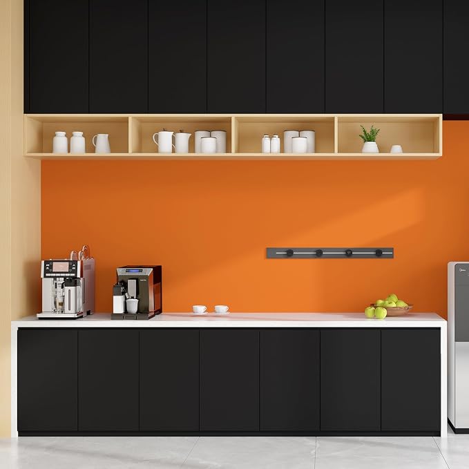 FUKU MON Vibrant Orange Peel and Stick Wallpaper 24" x 394" Solid Matte Contact - Image 4