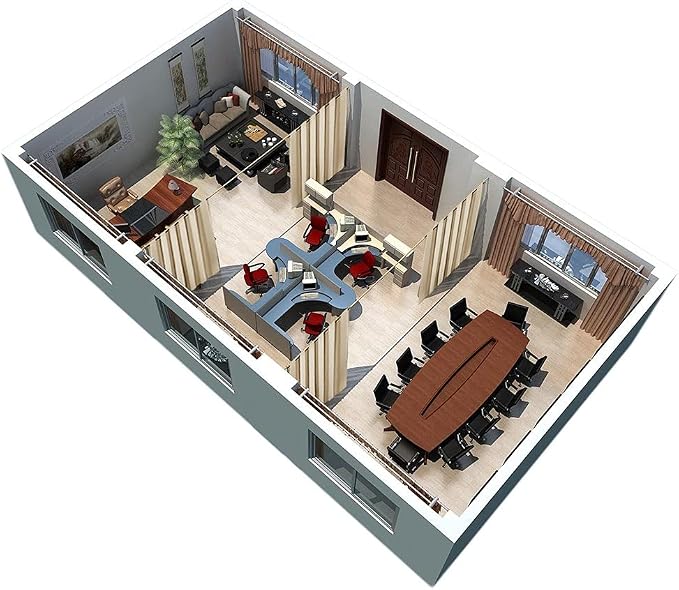 RYB HOME Decor Freestanding Office Partition Wall Divider, Contemporary - Image 7