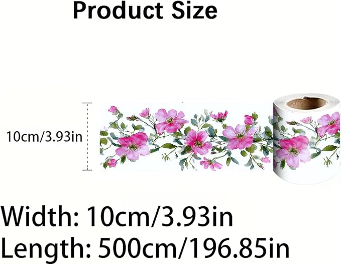 Pink Floral Wallpaper Border 196x4 Inch Peel and Stick Wall Border Self - Image 4