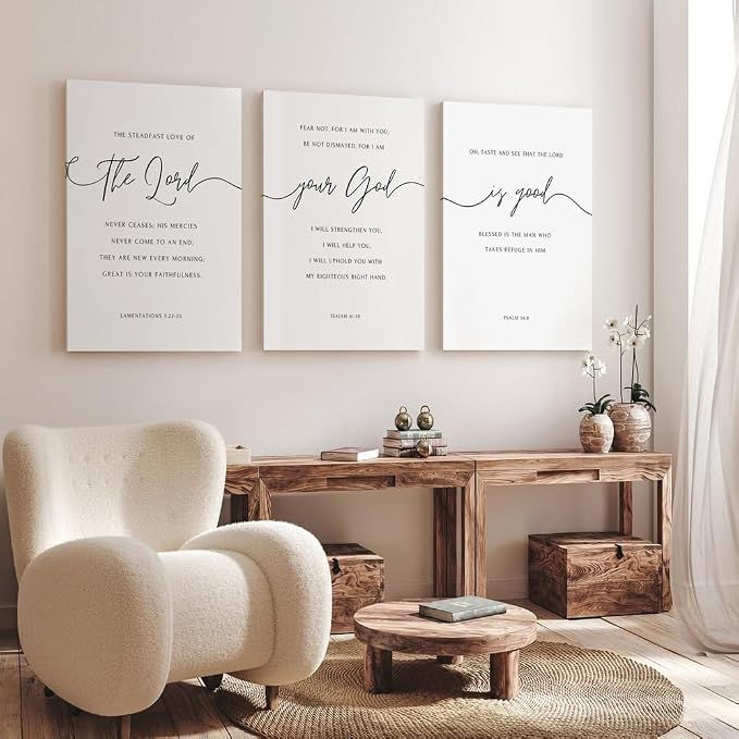 GUBIYU Christian Canvas Wall Art Set of 3, The Lord Your God is Good Wall Art - Image 5