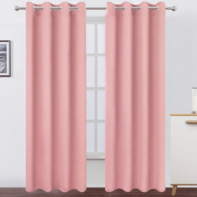 LEMOMO Blackout Curtains 52 x 120 Inch Long Pink Curtains Set of 2 Panels Room by Lemomo