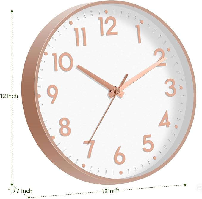 Mosewa Wall Clock 12 Inch, Battery Operated Silent Non-Ticking Modern Analog - Image 3