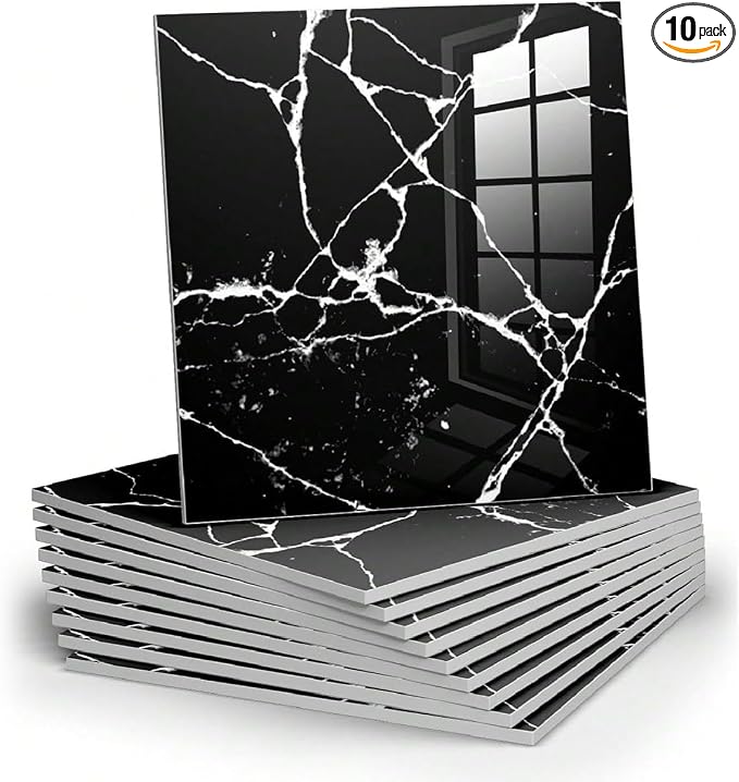 Chejiaye 10pcs Marble Peel and Stick Backsplash Waterproof Washroom Wall Panels by Chejiaye