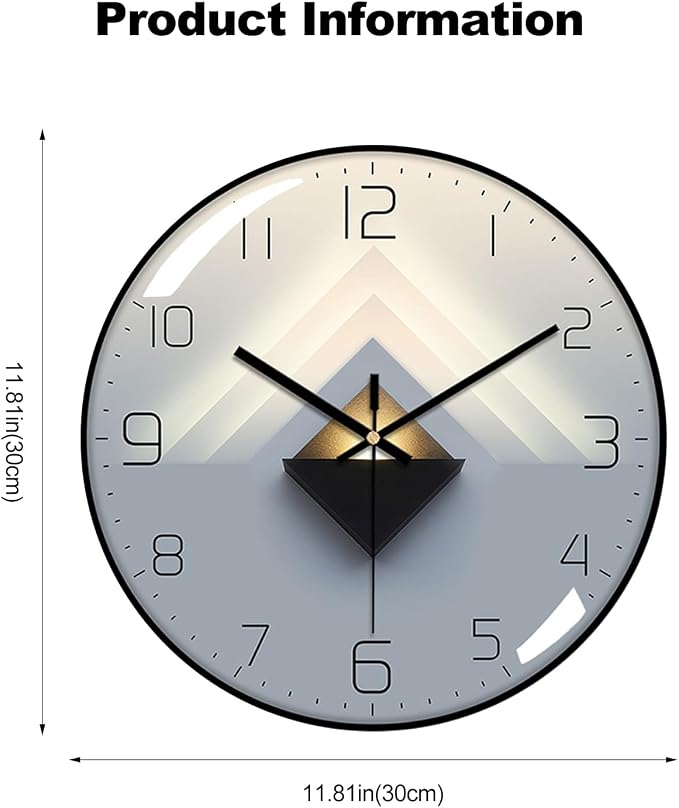 Ergocar Wall Clock, Art Deco Wall Clock, Non-Ticking Silent Modern Metal Wall - Image 7