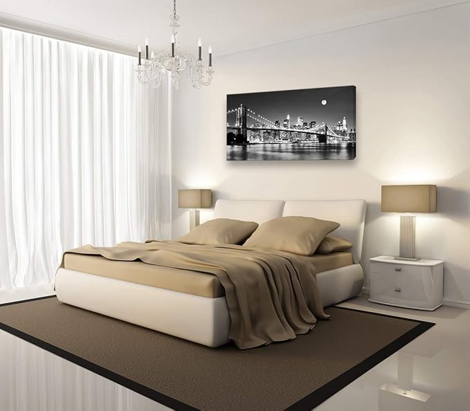 Baisuart-Q30350 Brooklyn Bridge Night View 1 Panels Landscape Artwork Canvas - Image 2