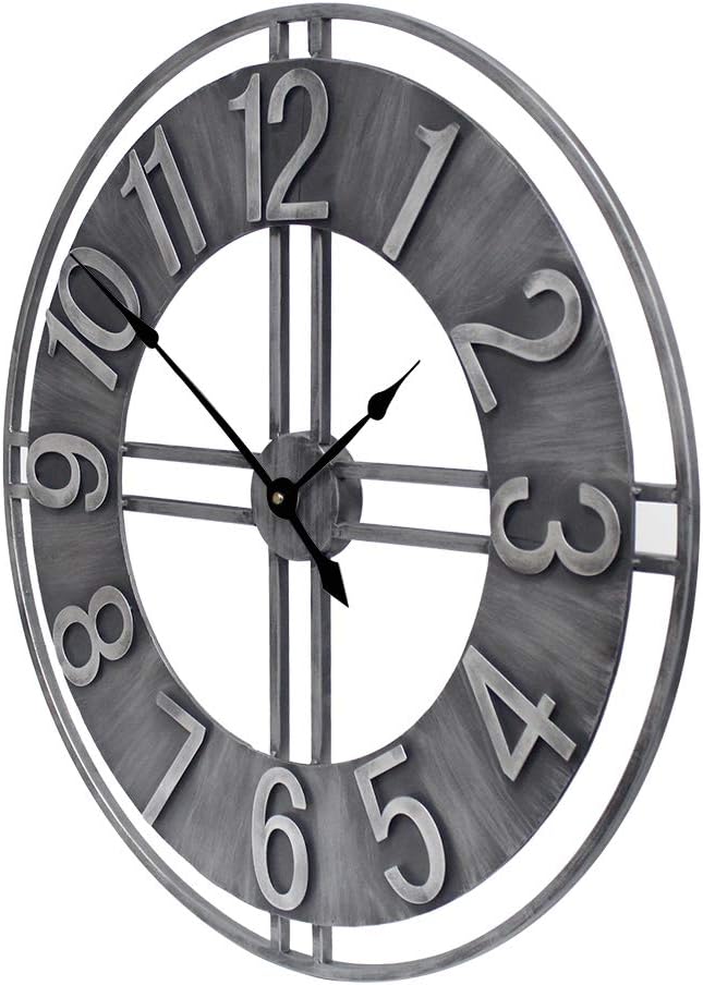 24 inch Large Wall Clock Decorative Metal Retro Oversized Clocks Decor - Image 3