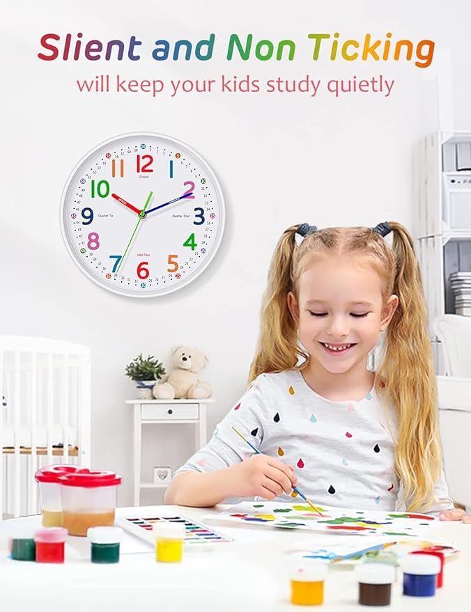 Silent Kids Wall Clock – Non-Ticking, Battery-Powered - Image 2