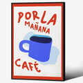 Black Framed Wall Art Posters Kitchen Por La Mañana Cafe Print Vintage Coffee by PDFI