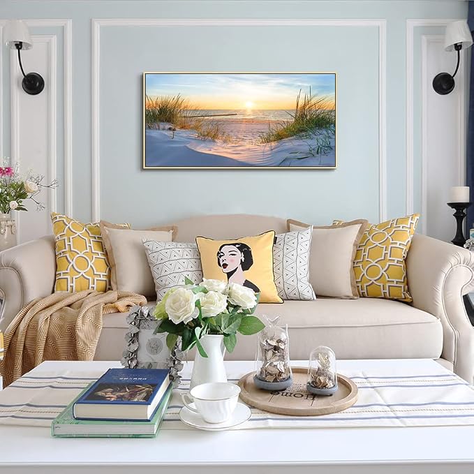 MHARTK66 Framed Wall Art for Living Room Modern Wall Decor for Bedroom Beach - Image 4