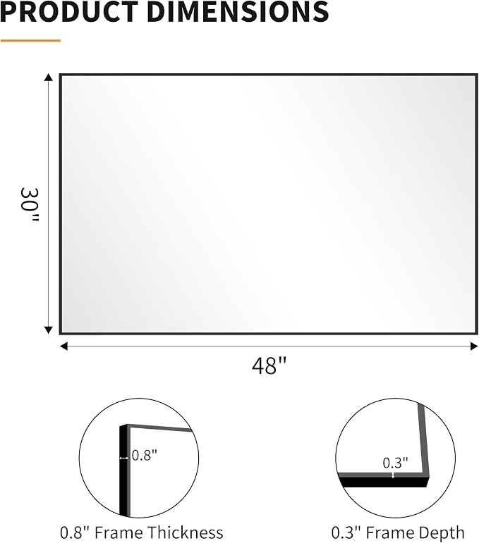 KOCUUY Black Rectangle Mirror, Large Black Wall Mounted Mirror, Metal Framed - Image 9