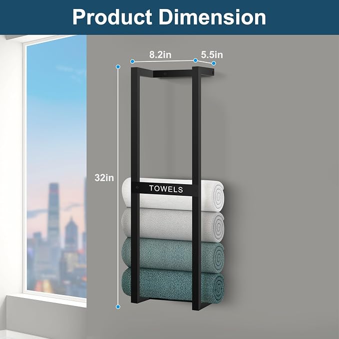 Towel Rack for Rolled Towels, Towel Racks for Bathroom, Wall Mounted 31 inch - Image 2