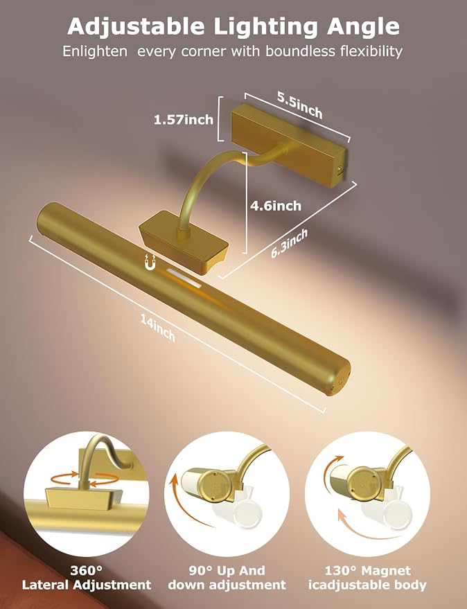 Picture Light Battery Operated, 13in Wireless Art Light - Image 4