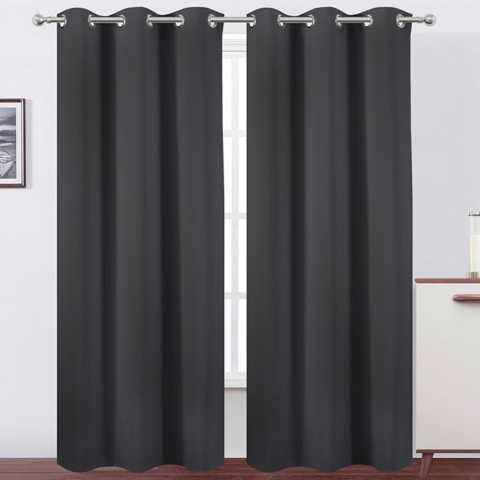 LEMOMO Dark Grey Thermal Blackout Curtains/42 x 84 Inch/Set of 2 Panels Room by Lemomo