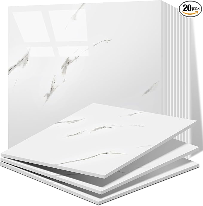 Vieshful 20pcs Peel and Stick Backsplash Tile，12"x12" Self Adhesive Marble Tile by Vieshful