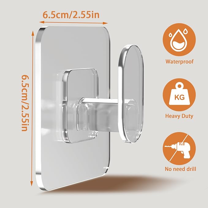 DELITON Clear Cute Storage Hooks, 10 Packs, Adhesion - Image 4